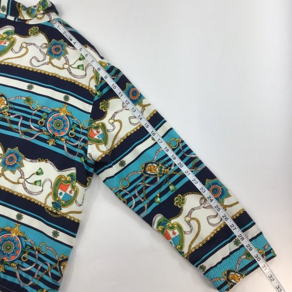 vintage womens jacket Alfred Dunner 16W nautical chain print bomber full zip 90s - Picture 13 of 16